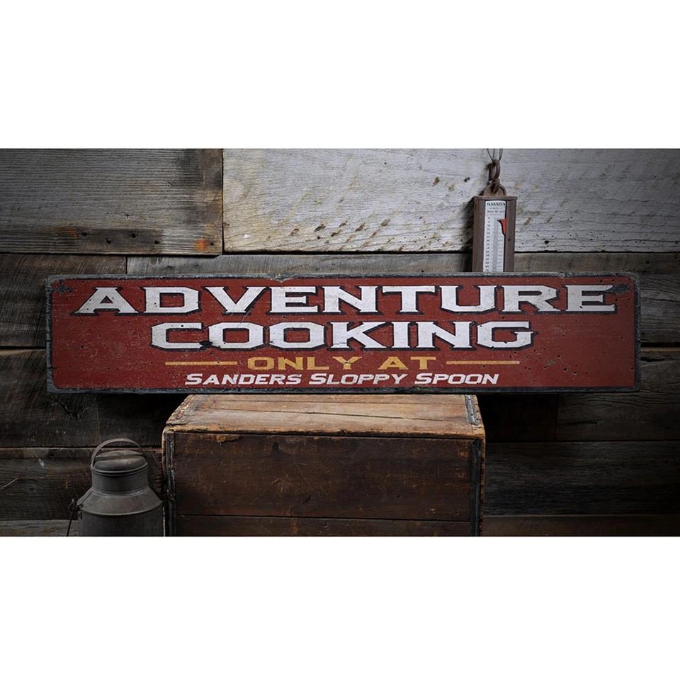 Adventure Cooking, Kitchen, Restaurant - Rustic Distressed Wood Sign - Image 2 of 3