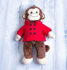 BAB Build A Bear Brown Monkey Plush Stuffed Animal In Red Overcoat