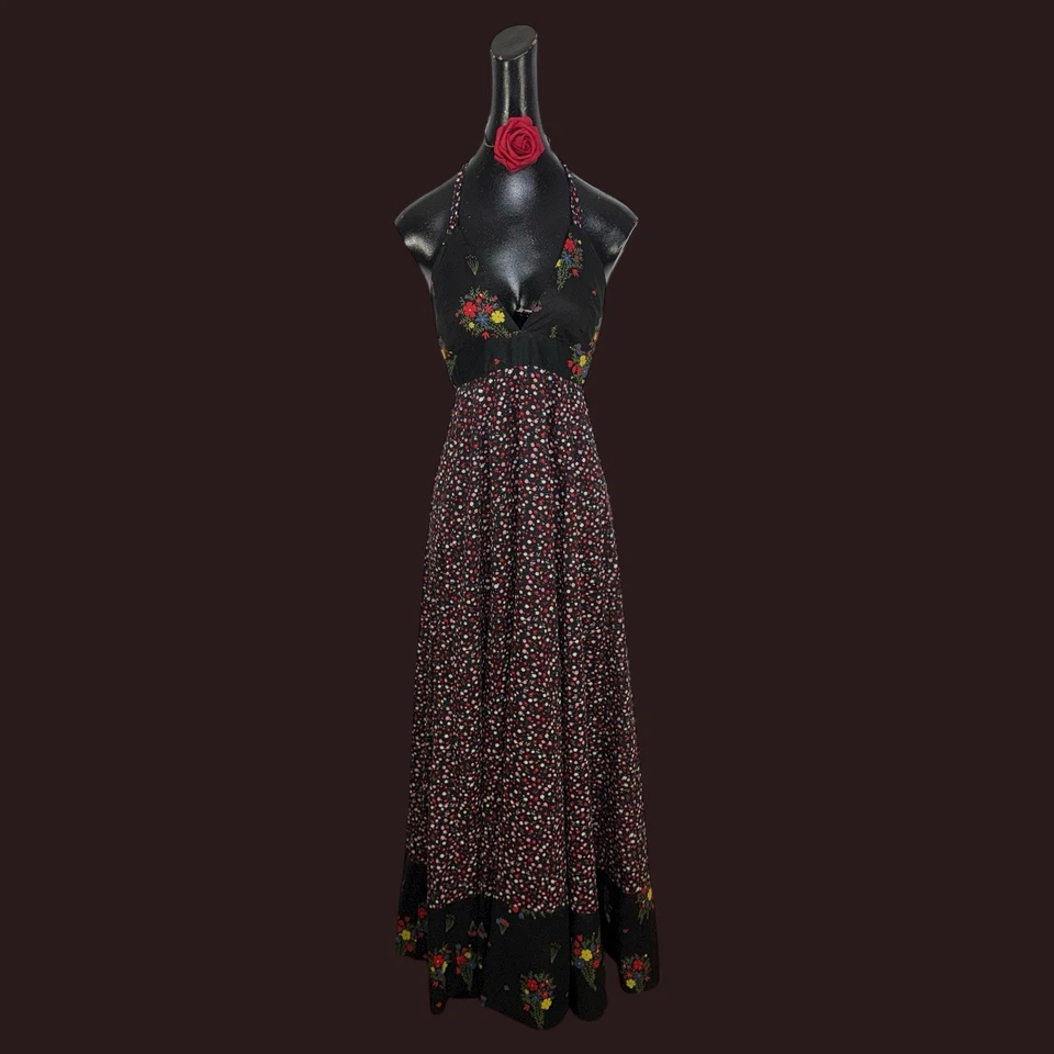 Jack от BB Dakota смешанный цветочный с бретелью через шею макси платье размер маленький - Изображение 2 из 4