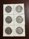Franklin Half Dollars 90% Silver Lot Of 6 Two 1958 Two 1962 Two 1963