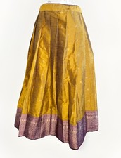 Lehenga / Ghagra Gold Plum Embroidered Skirt By Gajiwala Size 28