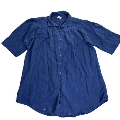 Deva by Cammy Life Wear Pure Cotton Blouse Blue Button Up Relaxed Fit Women's M
