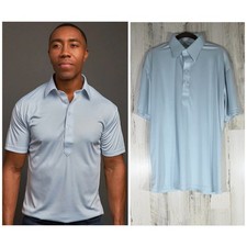 Collars Co Dress Collar Polo Shirt Size Large Light Blue Performance Golf NWOT