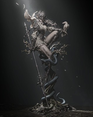 Lenora, Queen of Crows figure kit - Unpainted 3D printed resin model kit