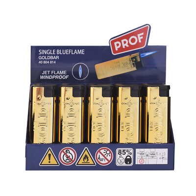 5x GOLD Prof Feuerzeug, Jet-Flamme Goldbarren