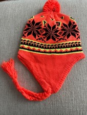 PERUVIAN HAT CHULLO POM POM FLEECE LINED BEANIE ONE SIZE
