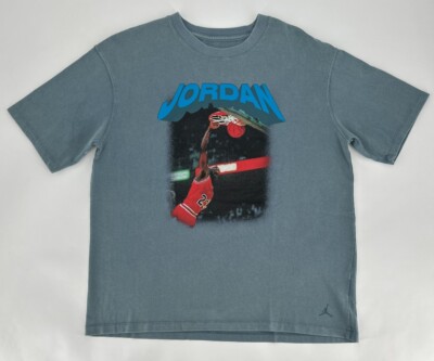 Nike Air Jordan T-Shirt Womens Medium-Tall Blue Her itage Graphic Tee  FB5137-031