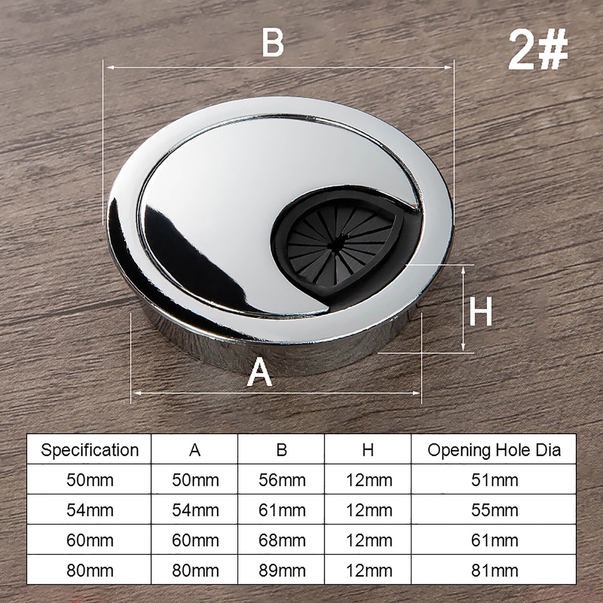 Sourcing Map Kabeldurchführung – 6 Stück, Schwarz, Für Computertisch (Lochdurchmesser 58 Mm)