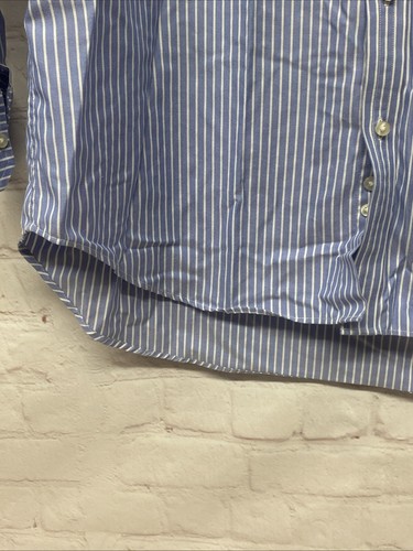 Thomas Pink Mens Shirt Sz 16.5 35 Blue Striped Button Up Natural Fiber Large XL - Picture 7 of 23