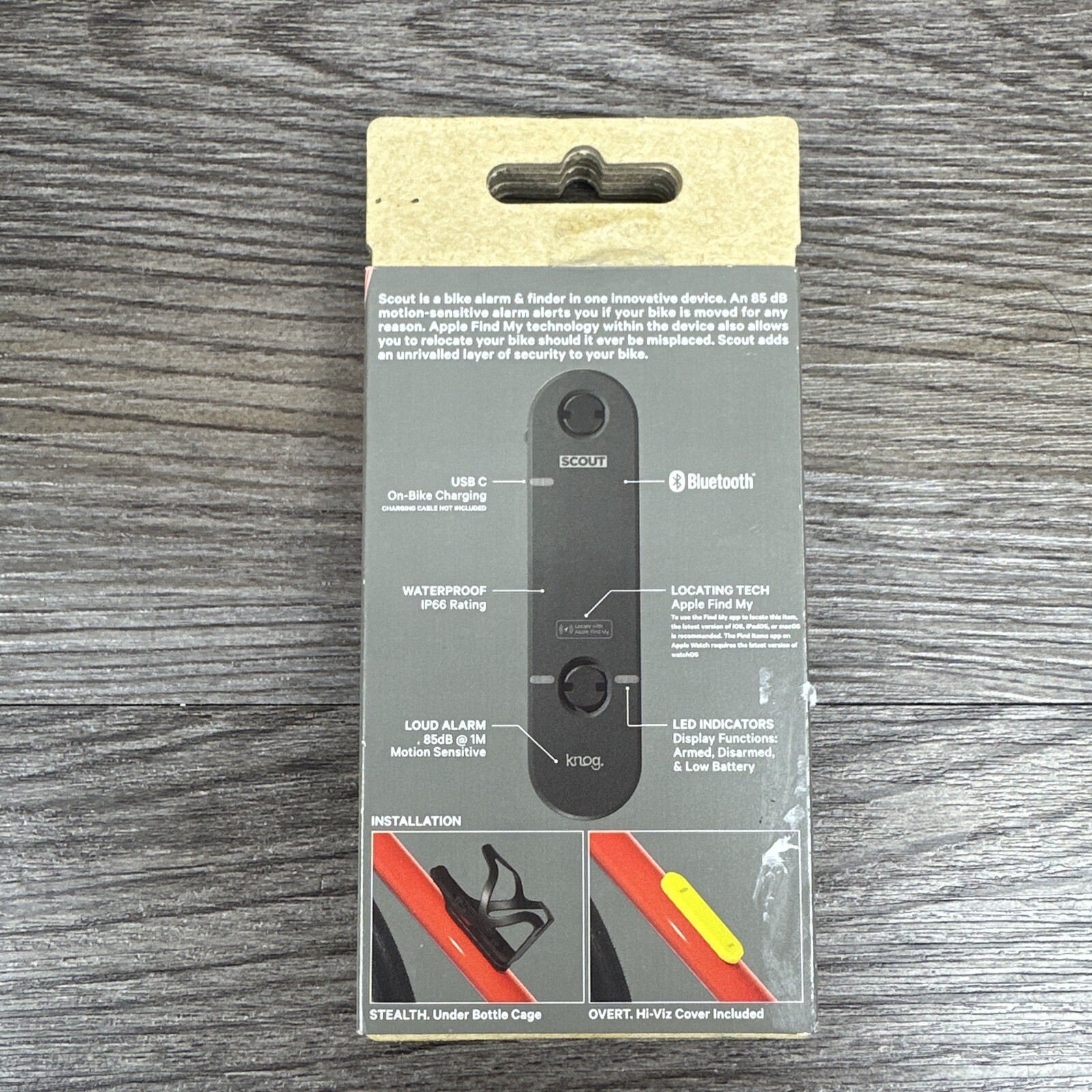 KNOG Scout Bicycle Alarm and Finder Security System Bluetooth Waterproof