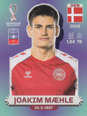 Panini Sticker Fußball WM 2022 Nr. DEN 7: Joakim Maehle Denmark Bild NEU Qatar