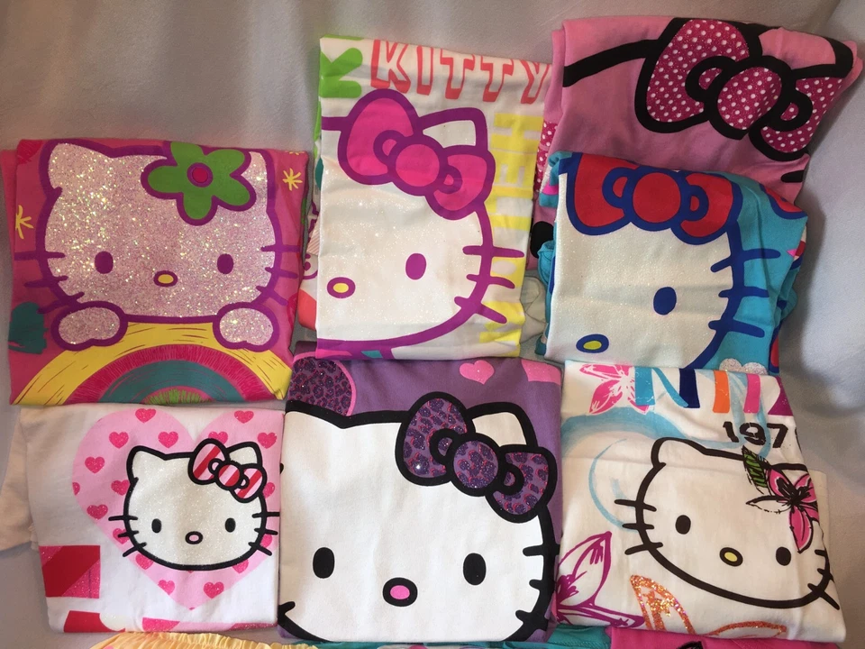 Nueva Camiseta HELLO KITTY Niñas~Faldas~Pantalones Cortos~Vestidos~Mamelucos Tallas M~L~XL ENVÍO GRATUITO Foto 2 de 4