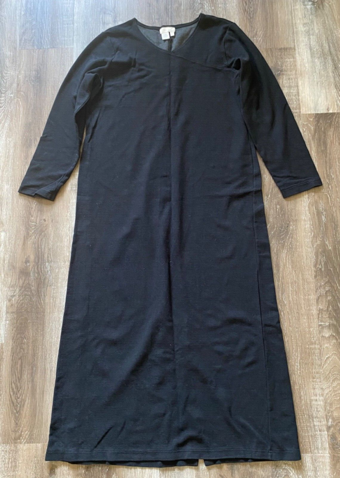 J. JILL black women's v-neck long dress~ladies size XLT~l/s~ center slit~tencel~