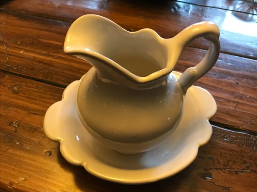 Frankoma Pottery F30A 16oz Pitcher & F30B Bowl White Bedside Jug Bowl Set