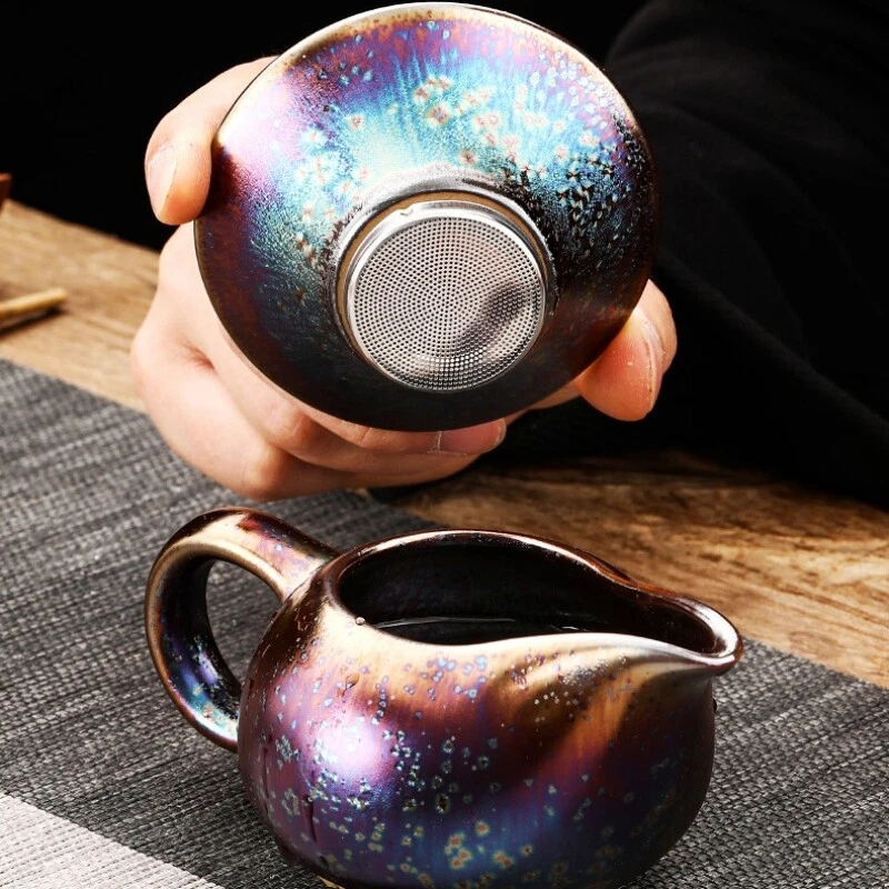 Juego de té completo cambio de horno porcelana Tianmu Jianzhan tetera Gaiwan tazas de té Foto 4 de 4