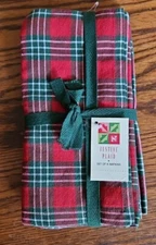 Linens N Things  Set Of 4 Tartan Cotton Napkins Christmas Plaid 17x17 