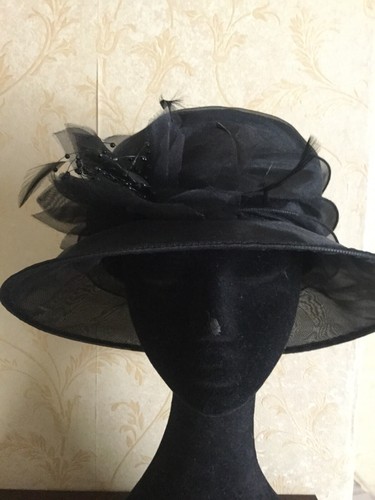 Ladies Wedding Races Formal Black Hat 