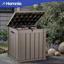 21" Outdoor Storage Patio Deck Box 51 Gallon Square Table Portable Seat Handles