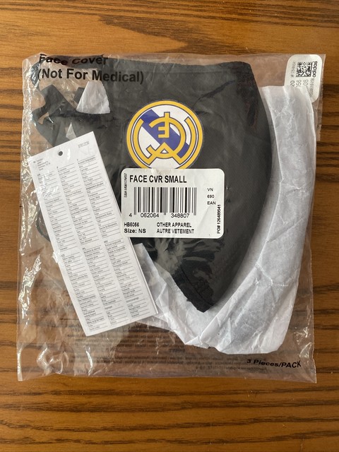 3 pack Real Madrid Football Adidas Reusable Face Mask Brand New SMALL