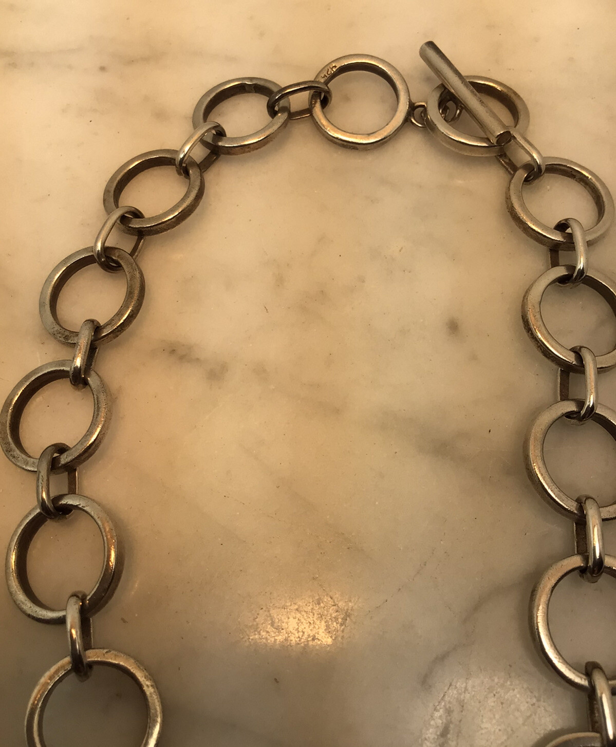 VTG Sterling Silver Circle Link Toggle Modern Nec… - image 7