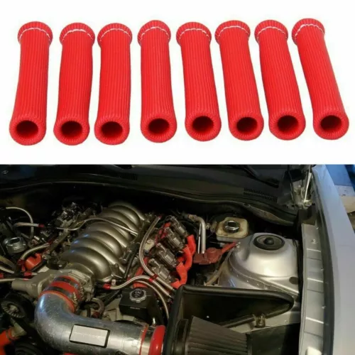 8Pack 2500° Spark Plug Wire Boots Protector Sleeve Heat Shield Cover For LS1/LS2 - Picture 2 of 12