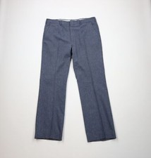 Vintage 60s 70s Streetwear Mens 36x32 Heavy Wool Wide Leg Chino Pants Blue USA