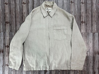 Our Legacy Linen blend full Zip jacket Size 50 color coated grey made in Italy