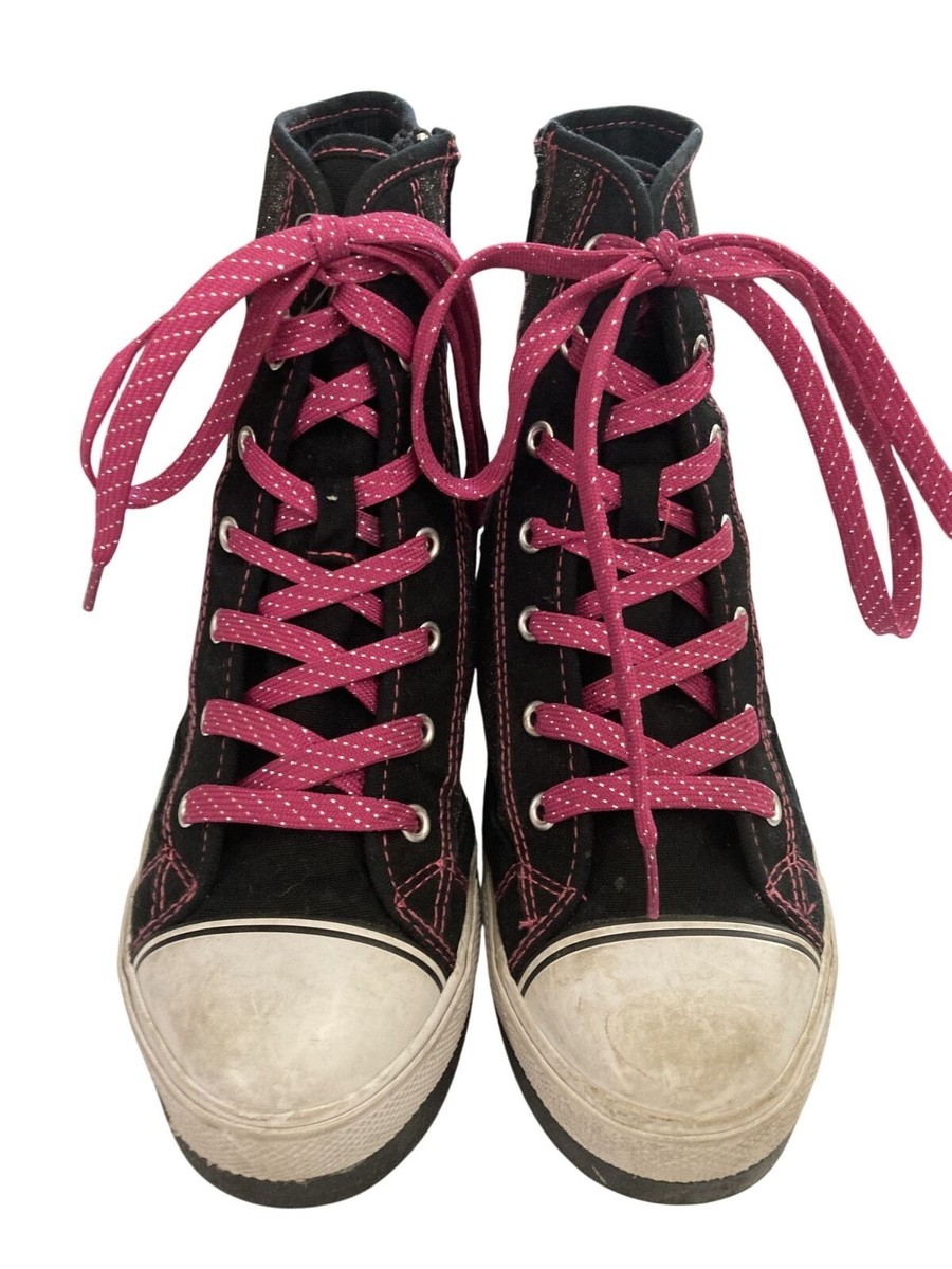 Disney Shake It Up women's size Black Pink High-Top Wedge Heel Sneakers