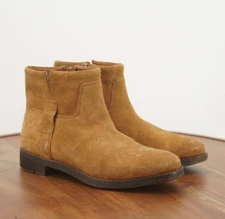 Franco Sarto Womens Malina Ankle Boots Booties Tan Brown Suede Zip Block 6.5M