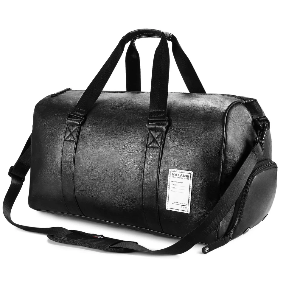 37L Herren Damen Weekender Leder Reisetasche Sporttasche mit Schuhfach Nassfach - Bild 2 von 4