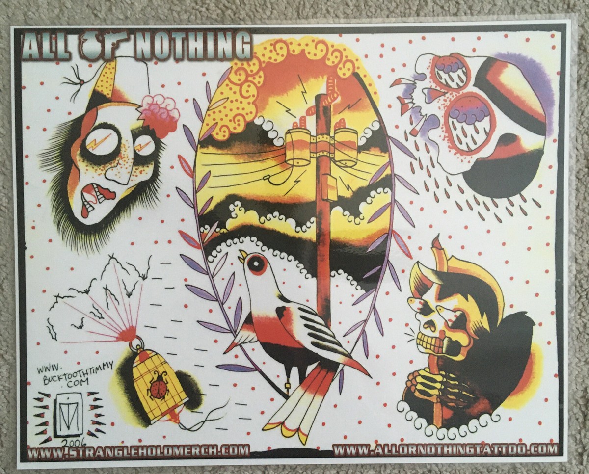 Tattoo Flash Single Sheet Print by Bucktooth Timmy Skulls