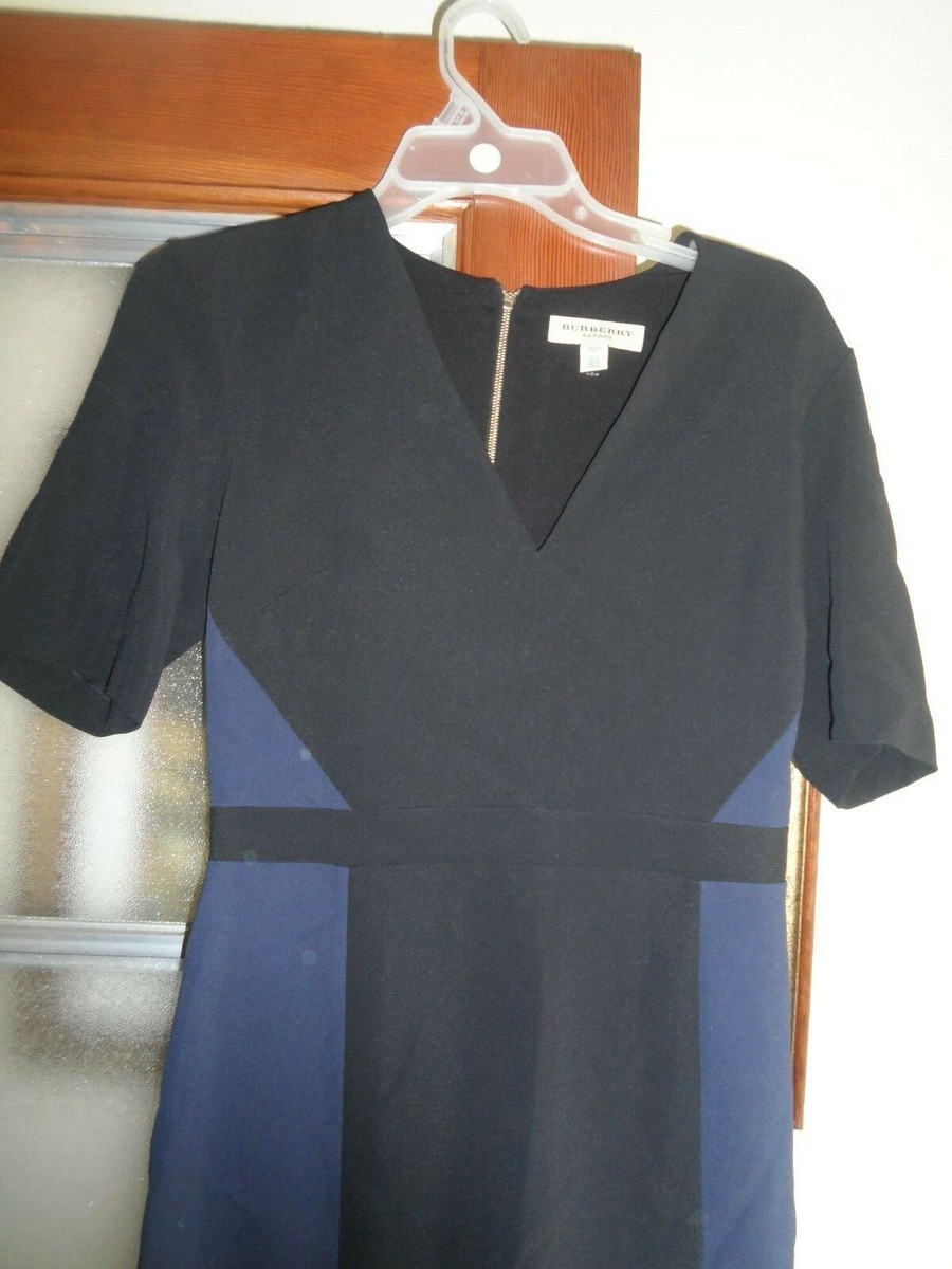 Women Dress Size 8 Burberry London Blue Black Short Sleeve