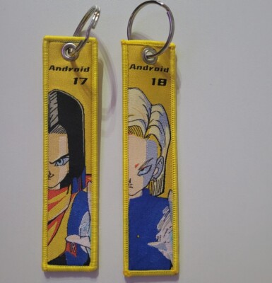 Dragon Ball Z Android 17 & Android 18 Anime Jet Tag Keychain with Keyring