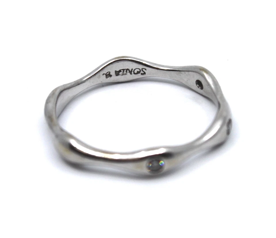 Anillo Sonia B. Diamante Apilable Oro Blanco Sólido 14k Talla 7 Foto 4 de 4