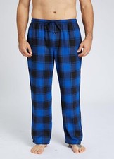 Mens Flannel Cotton Plaid Pajama Pants Sleep Lounge Bottoms with Pockets Button