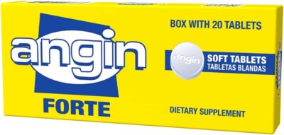 ANGIN Forte Cough & Sore Throat Tablets Dietary Supplement 20 Ct C Zinc Ginger