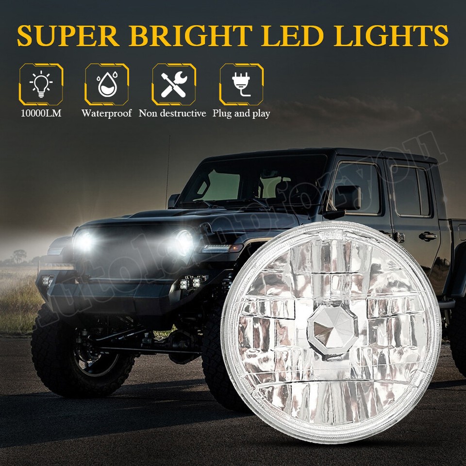 7" Inch led GLASS Headlight Round, ORIGINAL CLASSIC LOOK Conversion