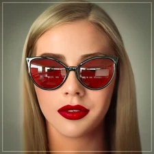 Womens Oversized Cat Eye Goth Pop Color Lens Plastic Sunglasses