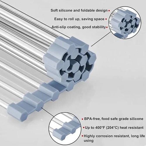 Over The Sink Dish Drying Rack, Roll Up, Stainless Steel, Foldable (See Details) - 第 5/14 張圖片