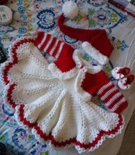 Baby crochet Christmas dress set