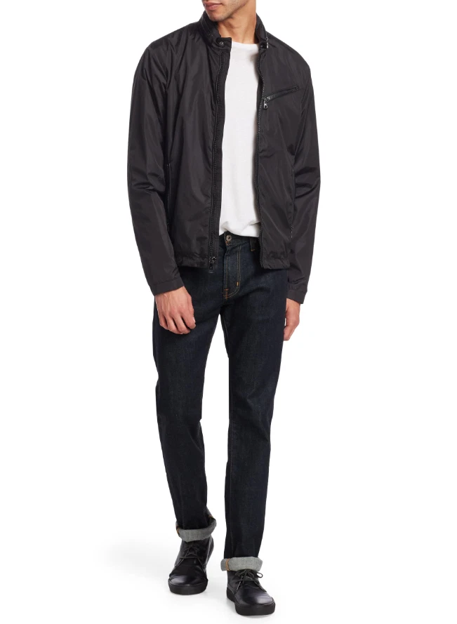 $1,495 Ralph Lauren 紫色标签黑色连帽 Russo 皮革装饰科技夹克全新带标签 — 第 4/4 张图片