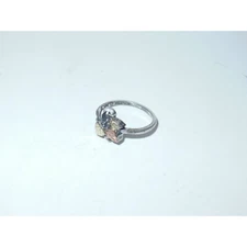Vintage WM Black Hills Gold Sterling Silver 12K Rose/Champagne Tri Leaf Ring ~7