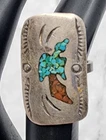 Vintage Chip Inlay Native American Sterling Silver Ring Size 4.5