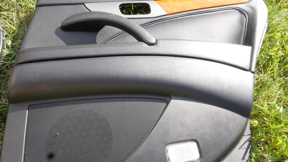 Juego completo de paneles de tarjetas de puerta delantera trasera Infiniti M45 2003 2004 cuero negro madera Foto 4 de 4