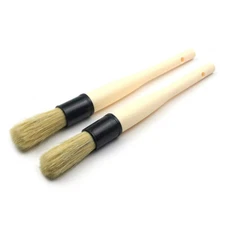 2 Pcs 10" Premium Natural Boar Hair Detail Brush for Cleaning Wheels, Interior