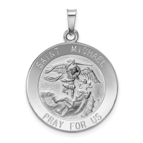 14k White Gold Saint Michael Medal Pendant 0.9 x 1.2 in - 第 1/3 張圖片