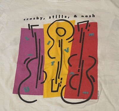 VINTAGE Crosby Stills & Nash T-shirt LIVE IT UP World Tour 1990 