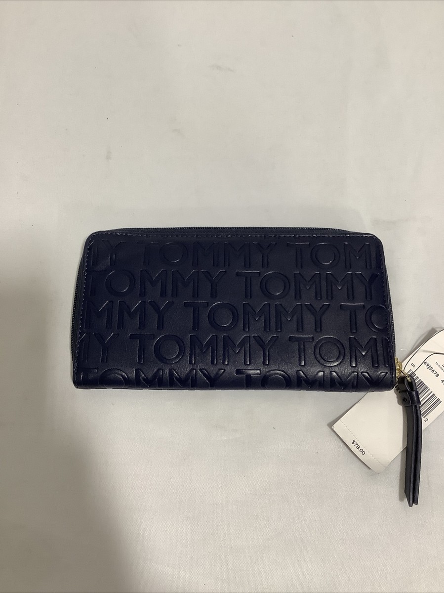 TOMMY HILFIGER logo debossed faux leather foldable women