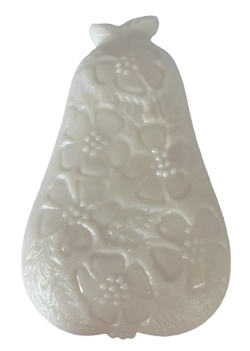 VTG 50's Hazel Atlas White Milk Glass Pear Shape Raised Fruit Nut Dish Tray - Picture 4 of 4