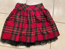 E Land Kids Girls Christmas Red Plaid Skirt Size 6 Holidays EUC